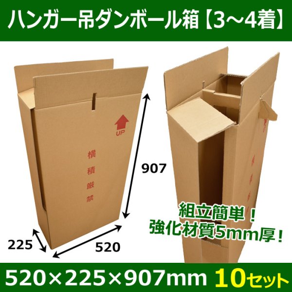 画像1: 引越・保管用ハンガー吊ダンボール箱（3〜4着） 520×225×907mm 「10セット」 【大型】  (1)