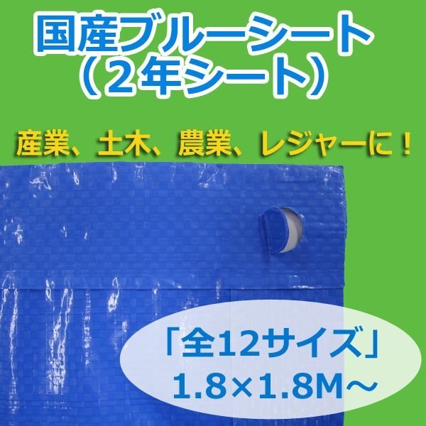 画像1: 送料無料・「国産」ブルーシート(2年シート) 1.8×1.8Mから「全12サイズ」 (1)