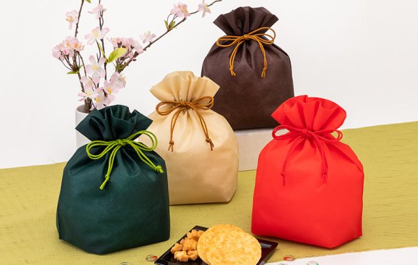 画像2: 送料無料・不織布製巾着(和風)大 プレーン「20枚・420枚・2,000枚」全8色 (2)