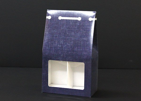 画像4: 送料無料・ギフト箱(酒用)300ml×2本 デニム柄 窓付 150×82×245mm「200枚」 (4)