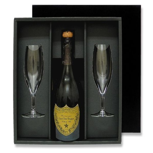 画像1: 送料無料・シャンパン1本用箱・柄無しグラス2個付「6セット」E段　適応瓶：約88φ×320Hまで (1)