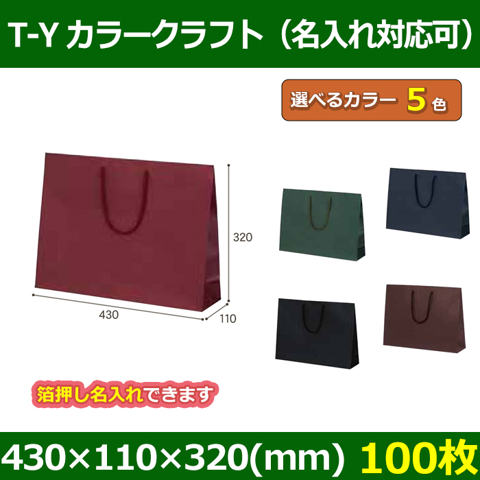 手提袋 T-Y カラークラフト 幅430×マチ110×丈320mm 「100枚」全5色 